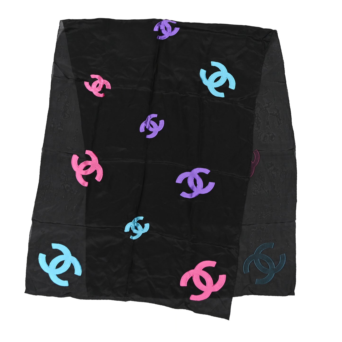 Silk CC Stole Black Turquoise Purple Fuschia