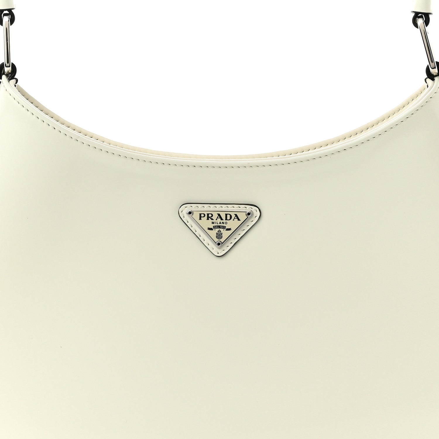 Prada Spazzolato Cleo Shoulder Bag White Black 7 of 9