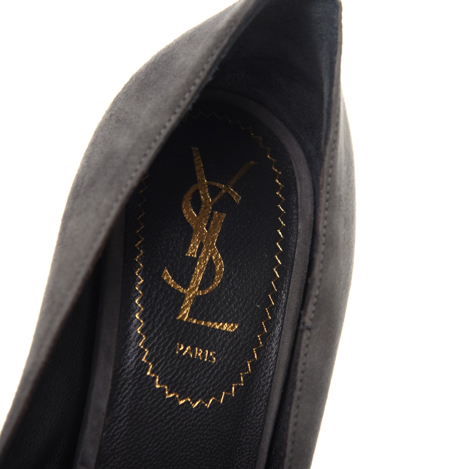 Saint Laurent Suede Patent Tribtoo 105 Cap Toe Pumps 37.5 Grey 5 of 9
