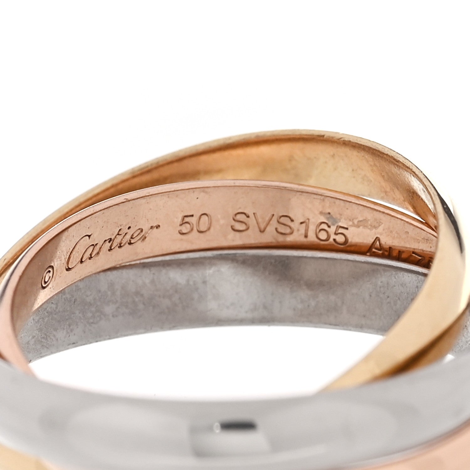 Cartier 18K Pink Yellow White Gold Classic Trinity Ring 50 5.25 4 of 5