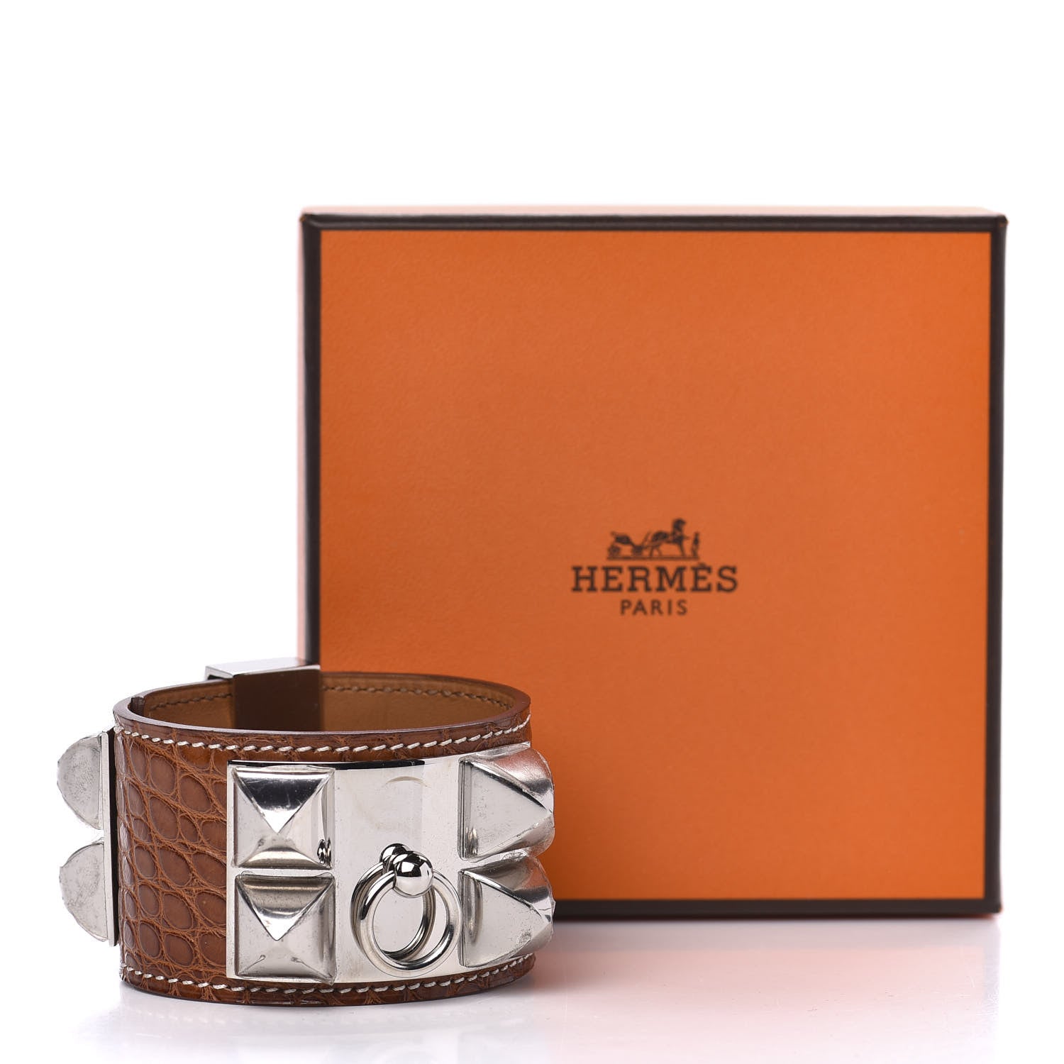 Hermes Shiny Alligator Collier De Chien CDC Bracelet S Fauve 8 of 8