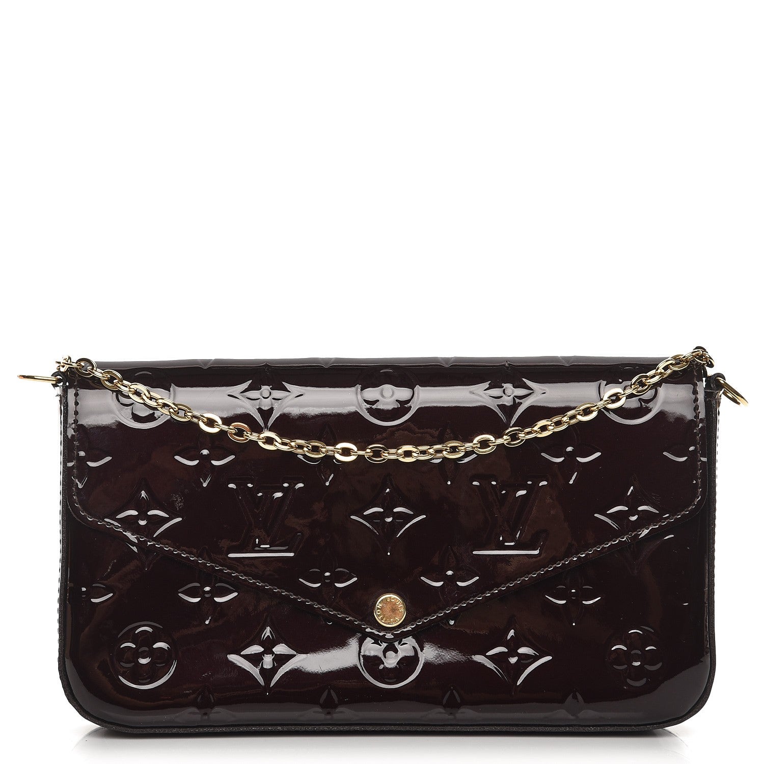 Louis Vuitton Vernis Pochette Felicie Chain Wallet Amarante 1 of 9
