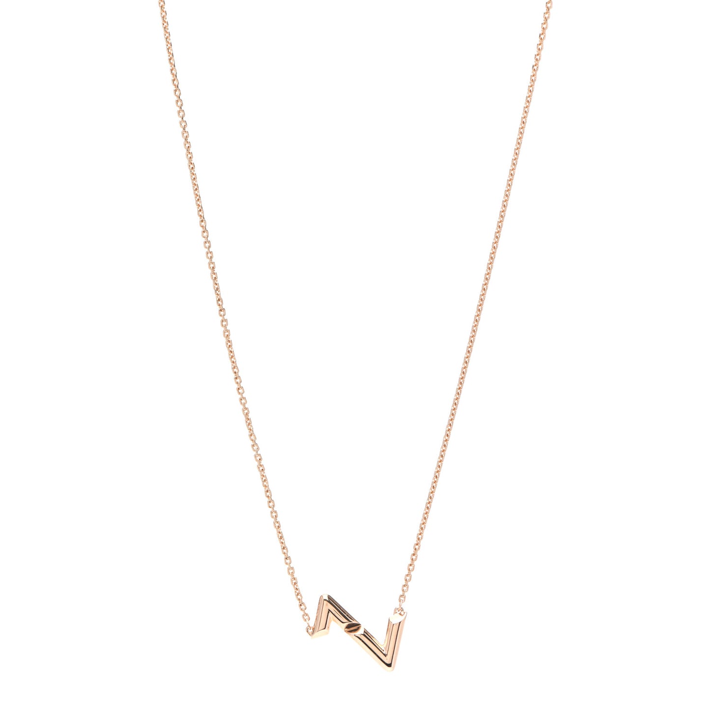 18K Pink Gold LV Volt Upside Down Pendant Necklace