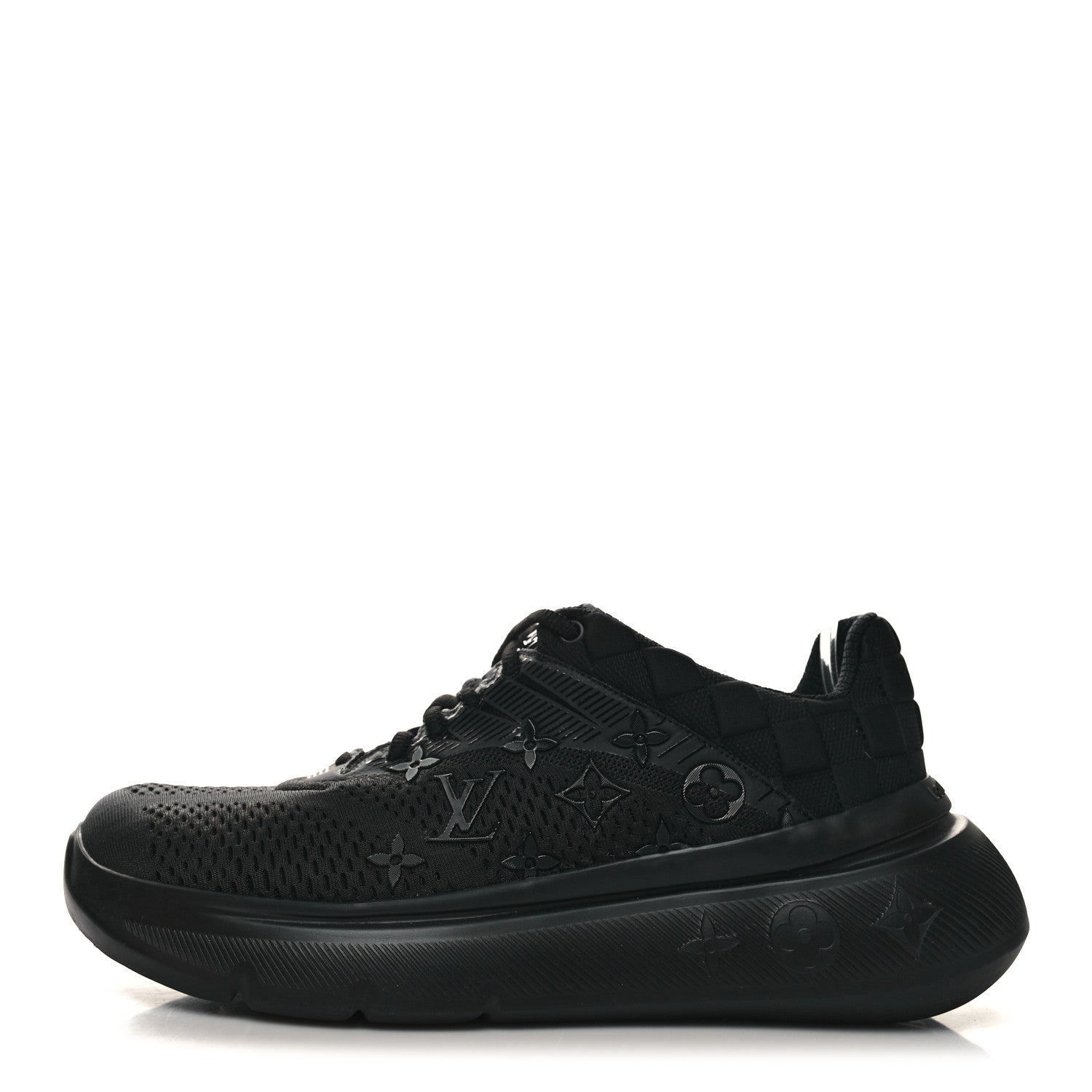 Louis Vuitton Monogram Damier Knit Mens Show Up Sneakers 8.5 Black 1 of 8