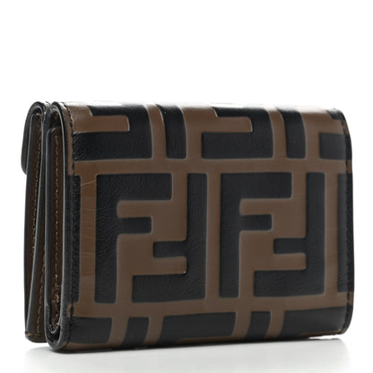 Fendi Vitello Soft F is Fendi Bi-Color FF 1974 Embossed Micro Tri-Fold Envelope Wallet Maya Black 3 of 8
