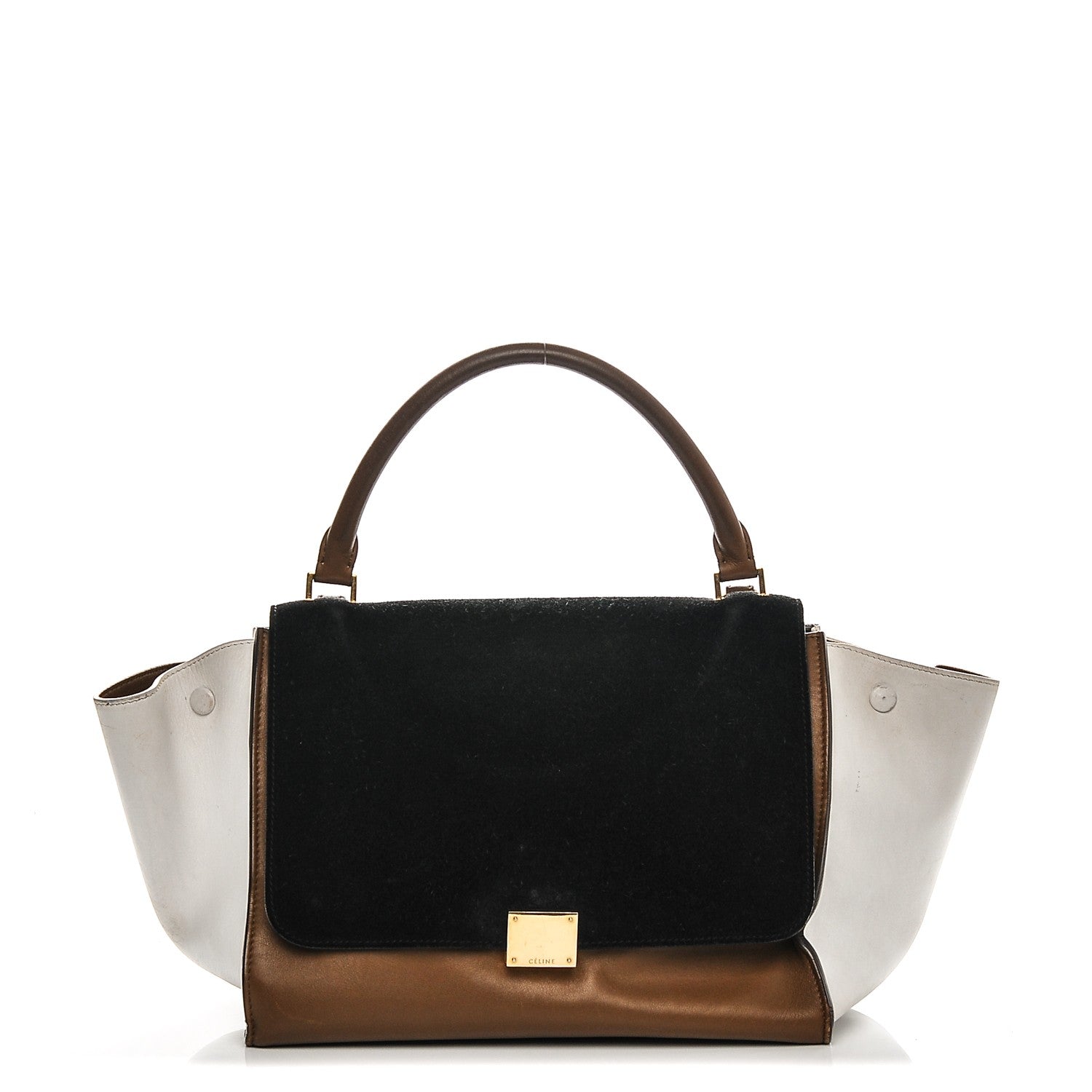 Celine Drummed Calfskin Suede Medium Trapeze Black 1 of 7