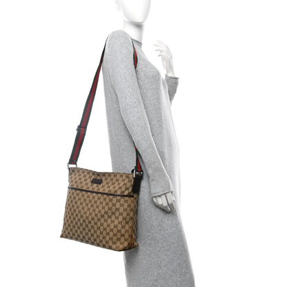 Gucci Monogram Web Medium Flat Messenger Bag Brown 2 of 10