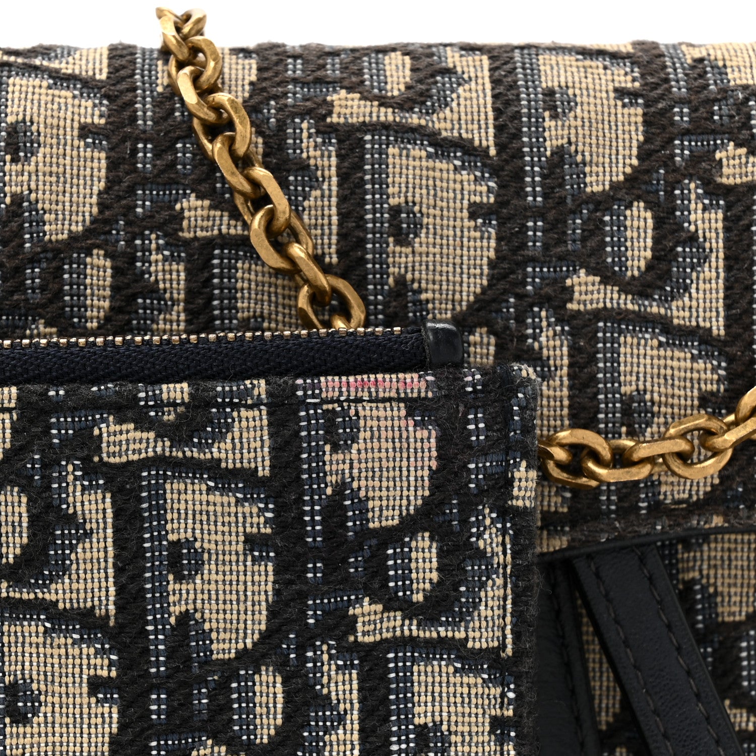 Christian Dior CHRISTIAN DIOR Oblique Saddle Chain Long Wallet Blue 16 of 18