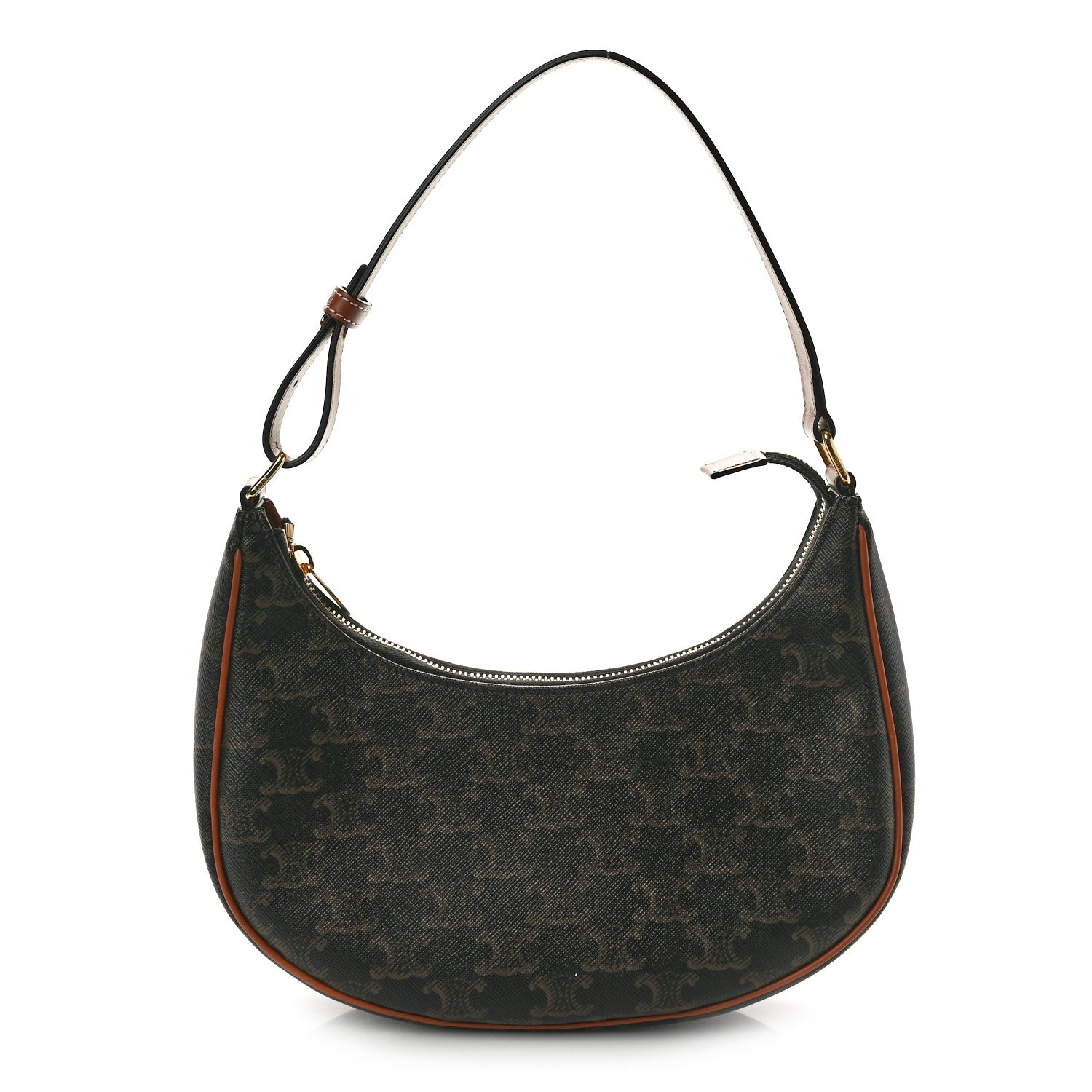 Celine Triomphe Canvas Calfskin Ava Shoulder Bag Tan 1 of 10