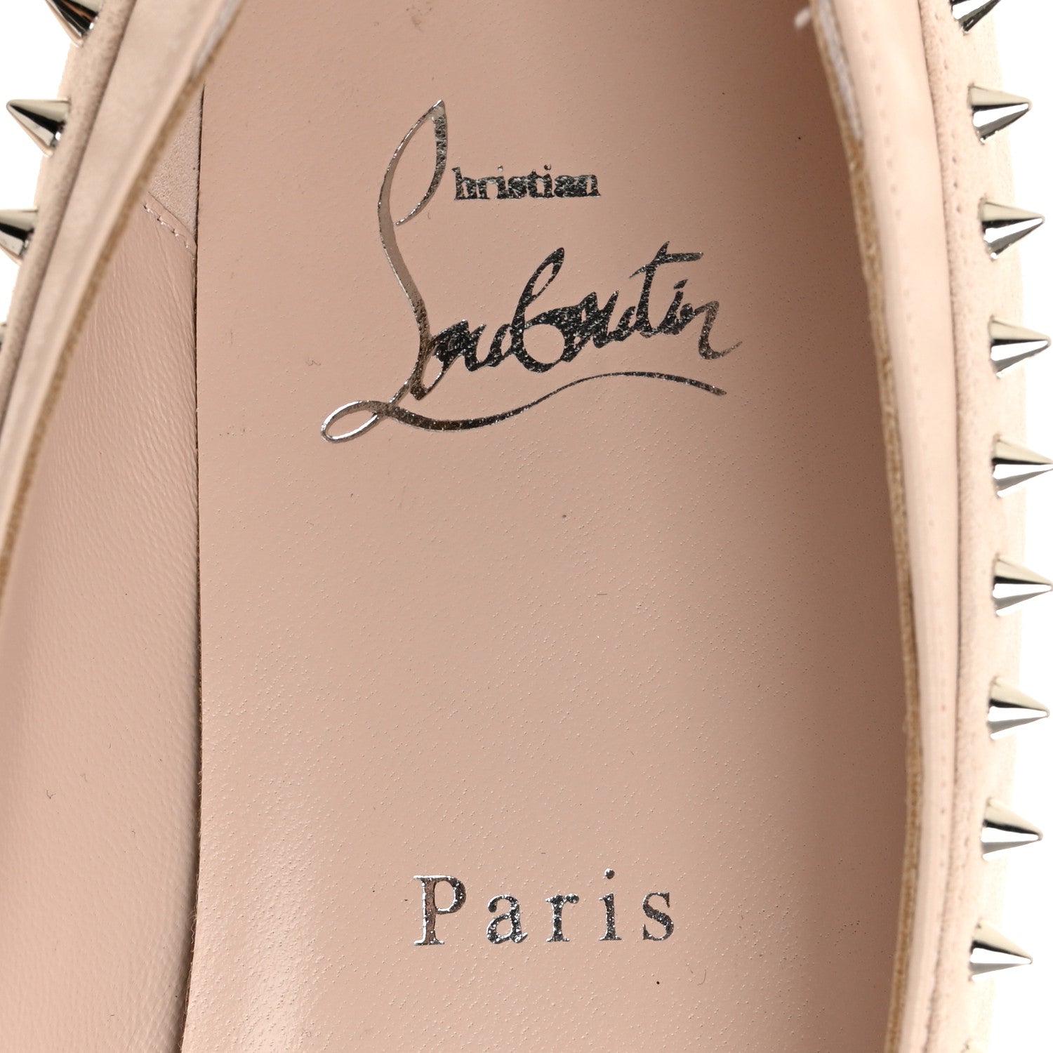 Christian Louboutin Nappa Suede Spikes Duvettina Ballerina Flats 40 Leche 7 of 9