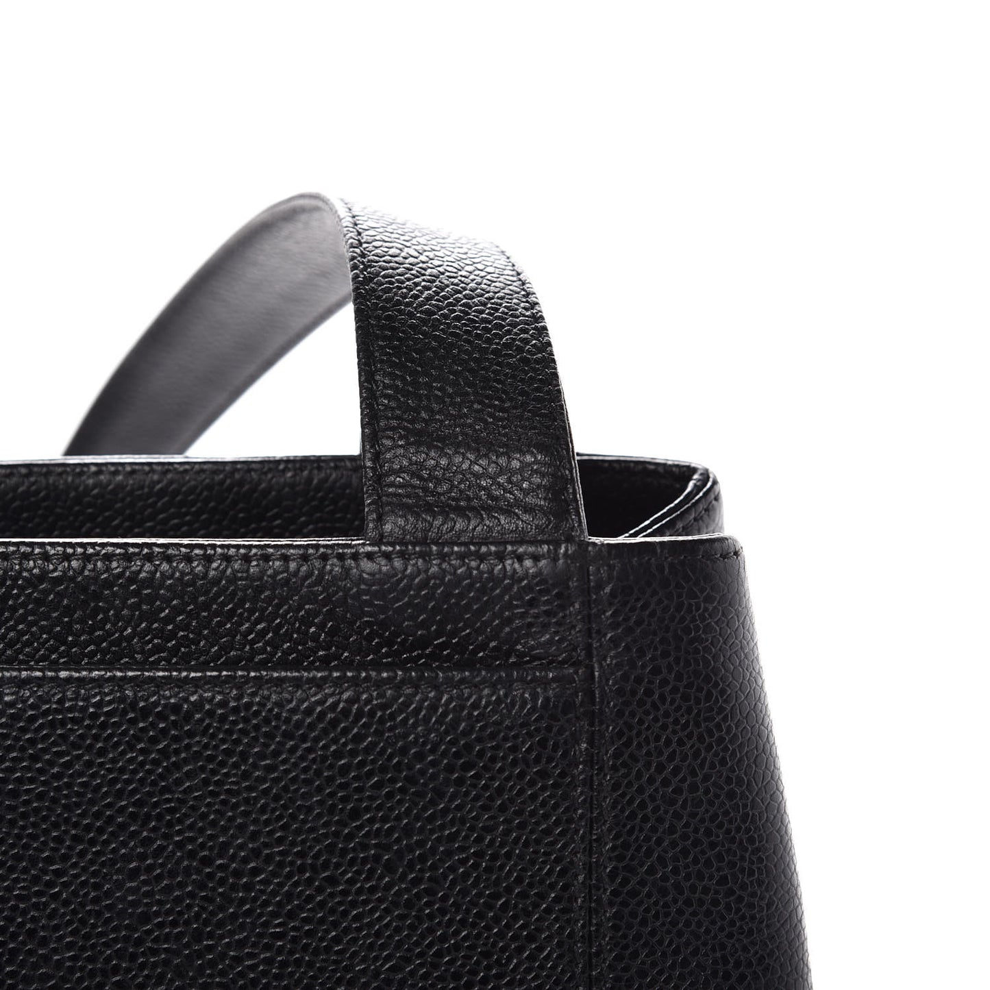 Caviar Embroidered Logo Shoulder Bag Black