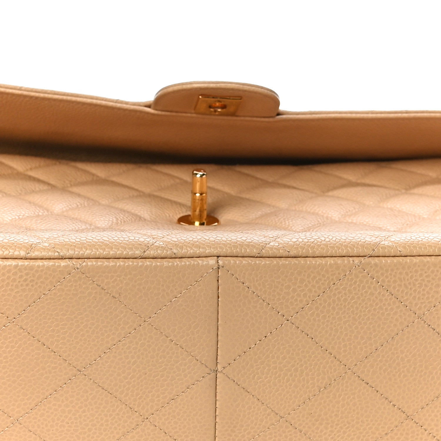 Chanel Caviar Quilted Jumbo Single Flap Beige 18 of 28