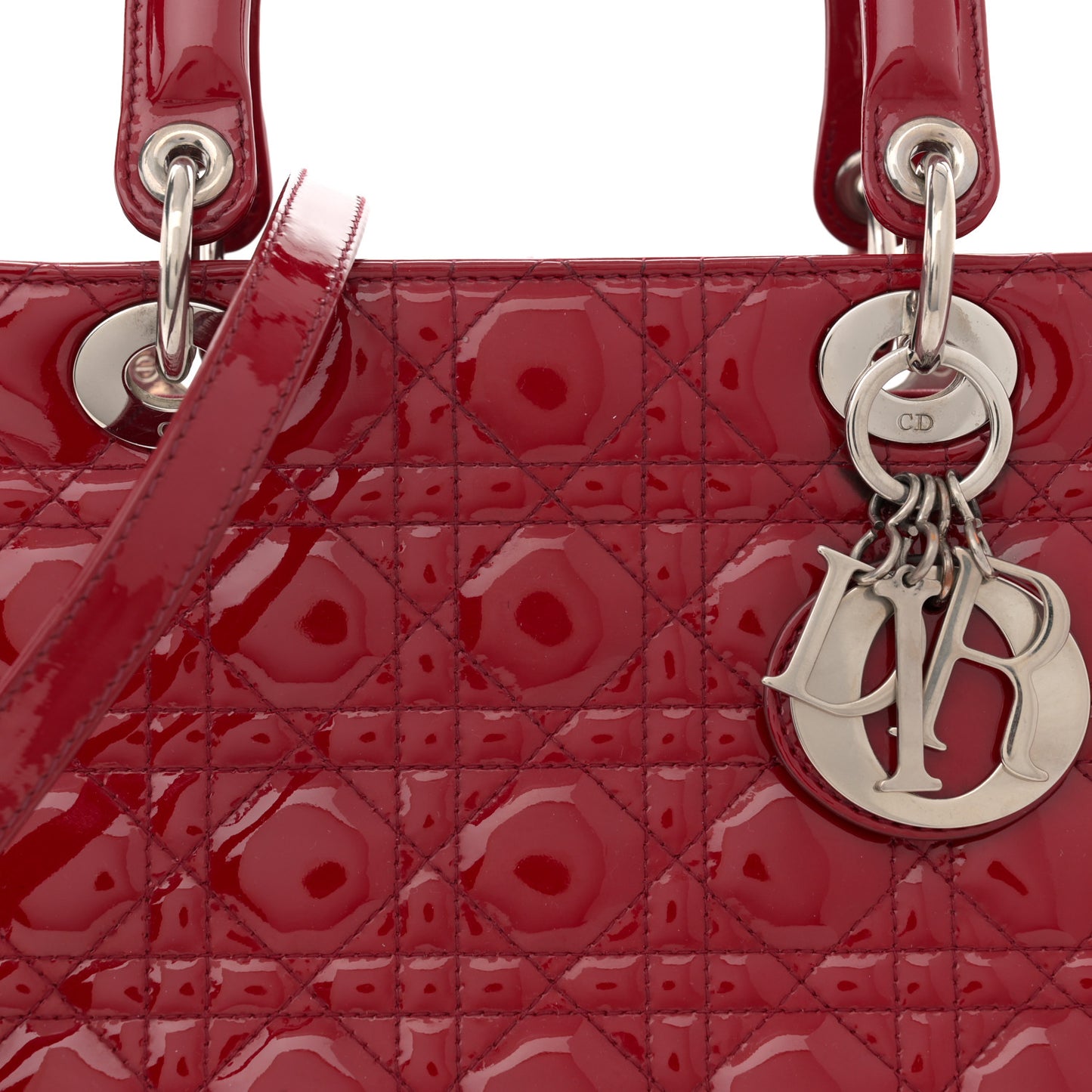 Patent Cannage Large Lady Dior Red