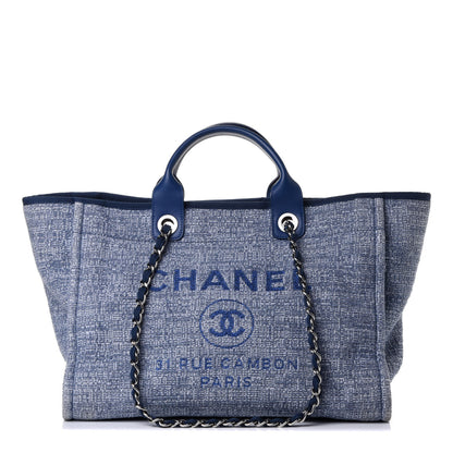 Chanel Woven Straw Raffia Medium Deauville Tote Blue 1 of 4