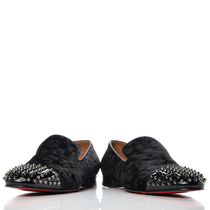 Christian Louboutin Patent Velvet Mens Spooky Spike Flat Loafers 45 Black 7 of 10