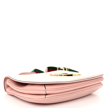 Gucci Roxy Calfskin Web Medium Blondie Top Handle Shoulder Flap Bag Powder Pink 4 of 12