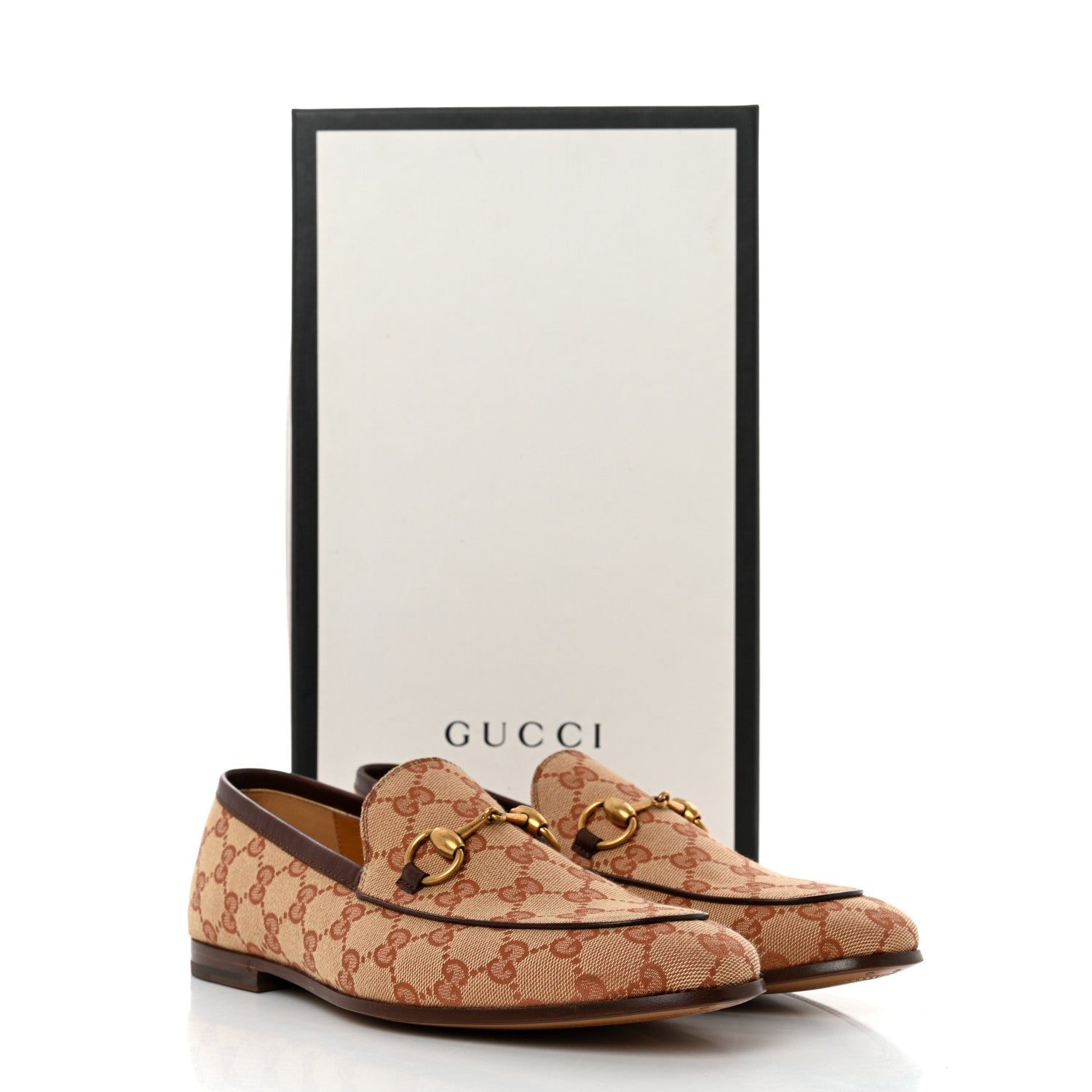 Gucci Canvas GG Monogram Horsebit Mens Jordaan Loafers 6.5 Beige Ruggine Light Brown 9 of 9