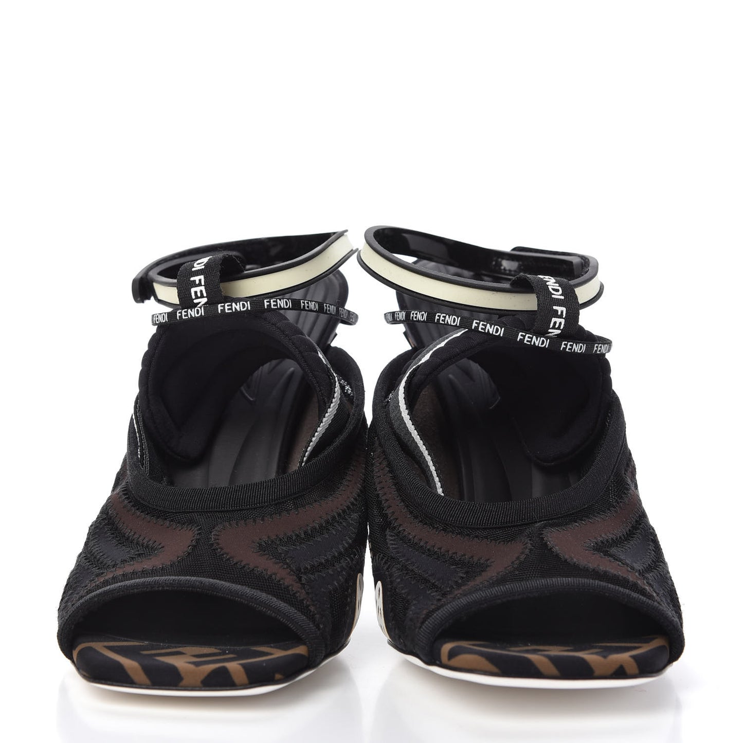 Technical Mesh FF FFreedom Patchwork 105 Peep Toe Sandals 39 Tobacco Black Asfalto
