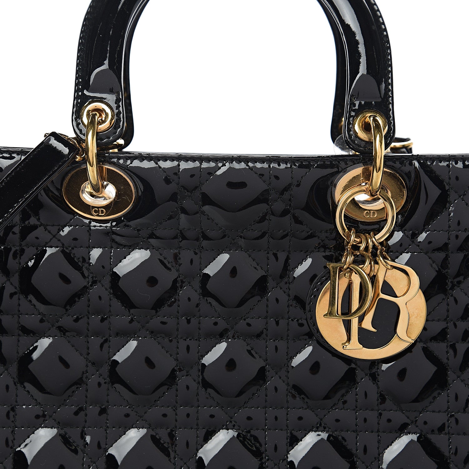 Christian Dior Patent Cannage Large Lady Dior Black 7 of 9