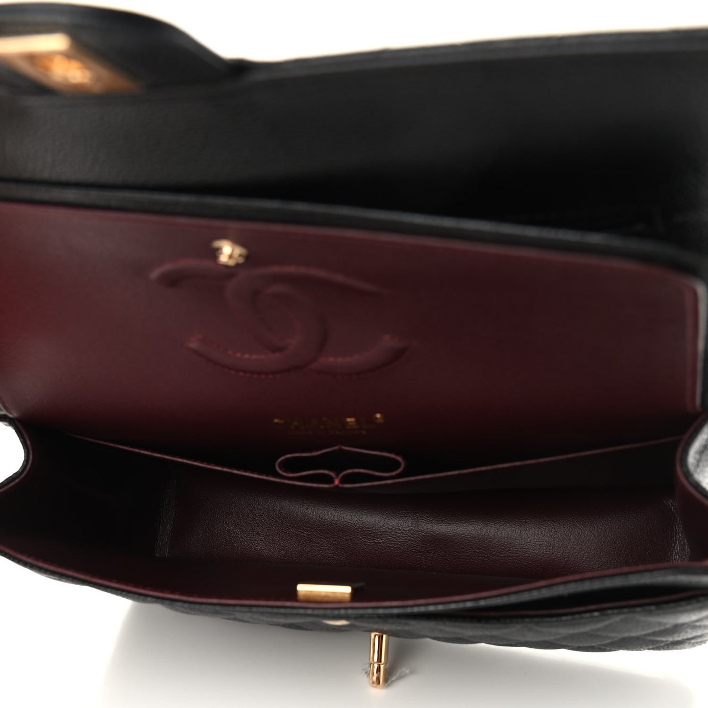 Caviar Quilted Medium Double Flap Black
