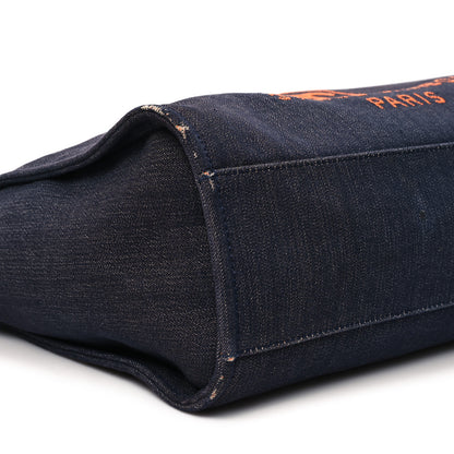 Chanel Denim Large Deauville Tote Blue Orange 9 of 13