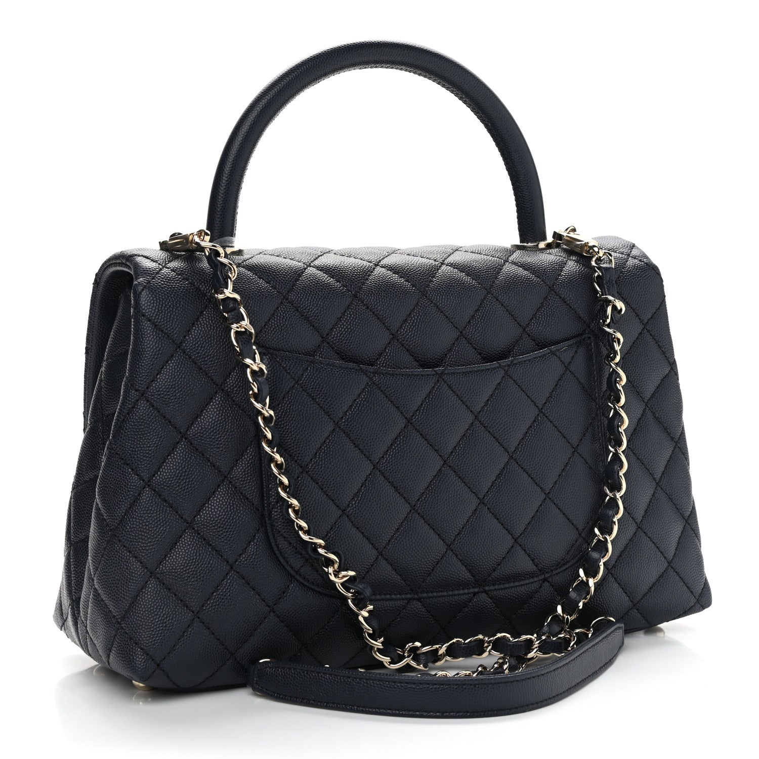 Chanel Caviar Quilted Small Coco Handle Flap Navy 3 of 11