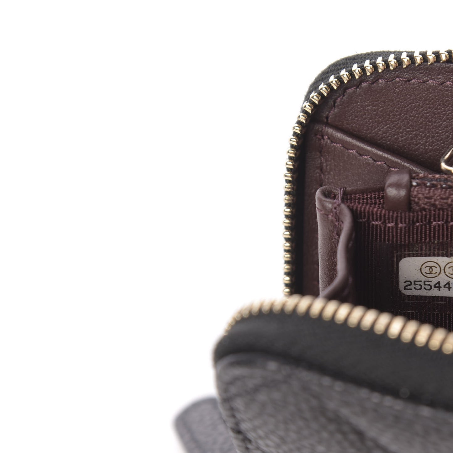 Caviar Quilted Small Zip Around Wallet Black