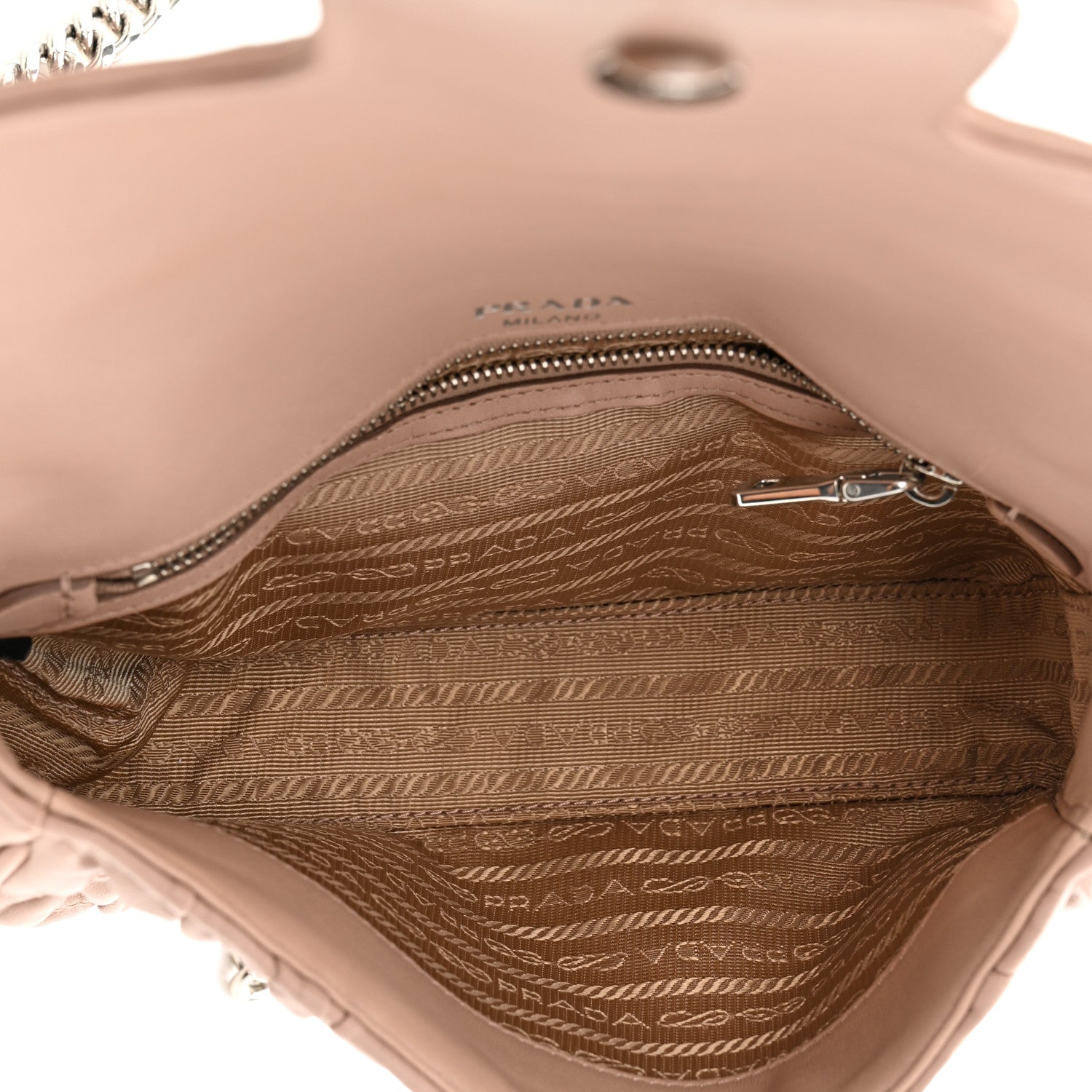 Prada Nappa Gaufre Small Chain Flap Shoulder Bag Cipria 5 of 9