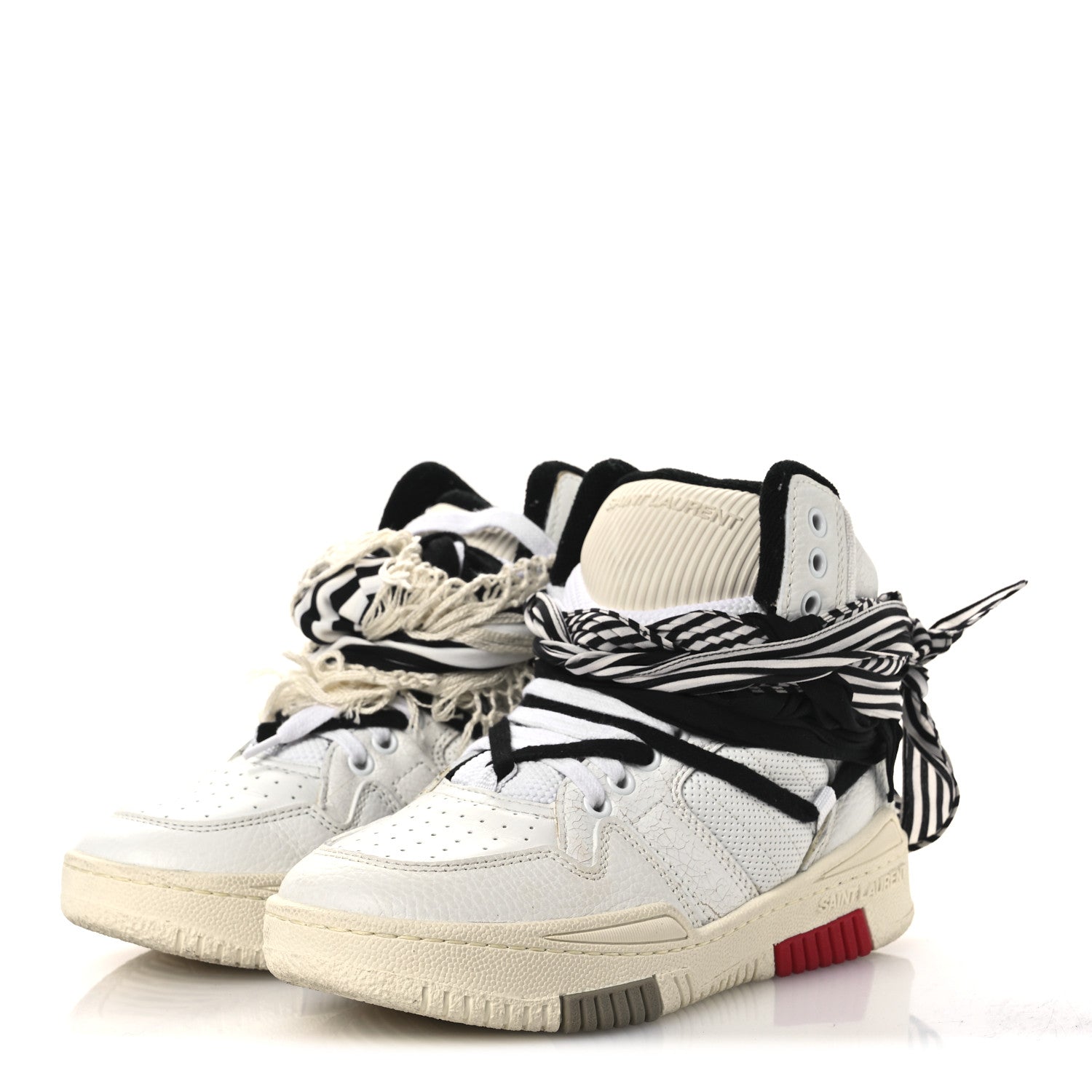 Saint Laurent Calfskin Smith High Top Sneakers 36 White Black 4 of 12