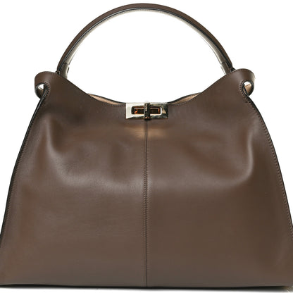 Fendi Vitello Seta Glazed Fabric FF 1974 Large Peekaboo X-Lite Maya Mogano Panna 8 of 16
