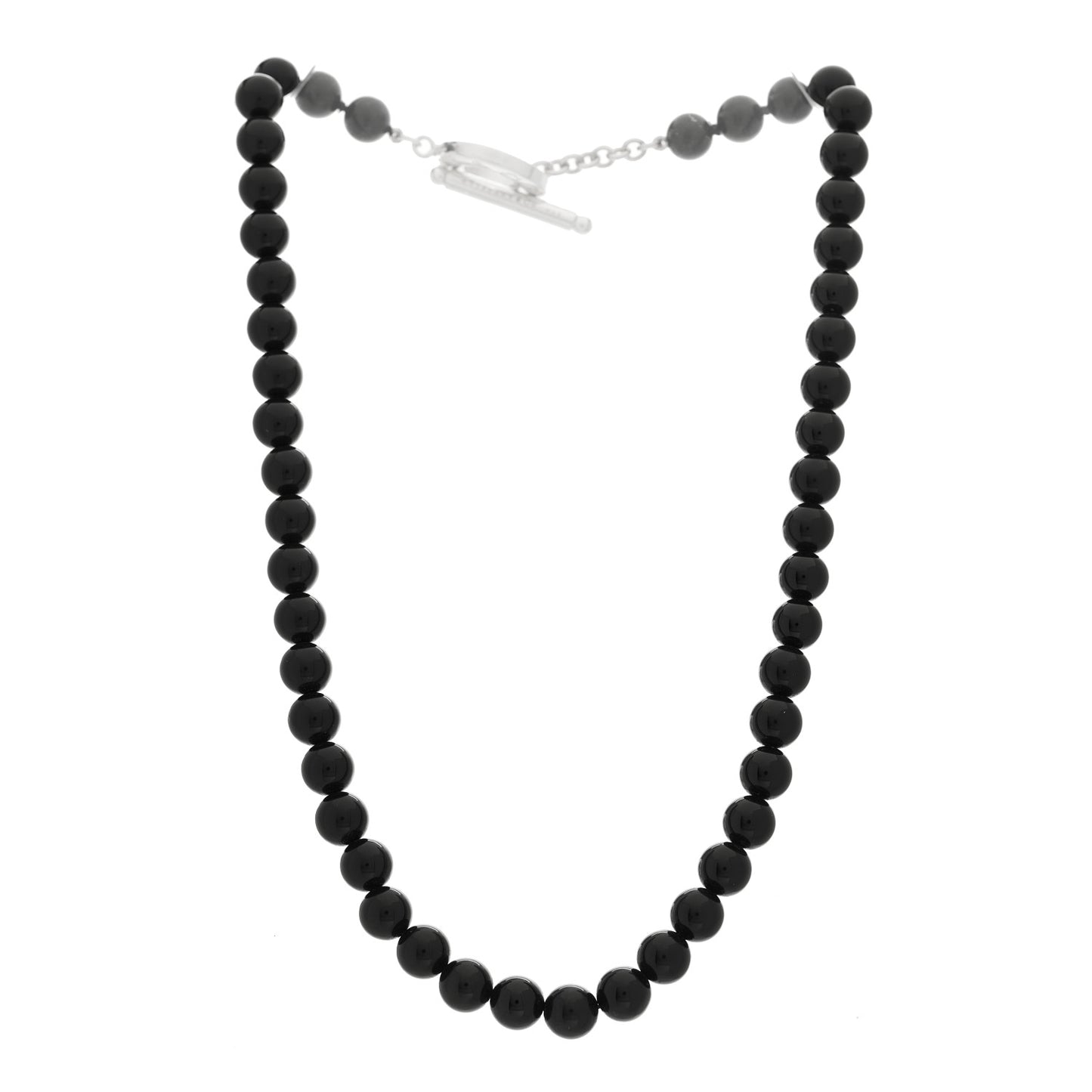 Sterling Silver Black Onyx Bead Toggle Necklace