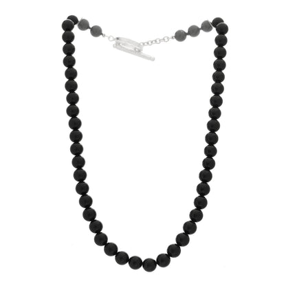 Tiffany Sterling Silver Black Onyx Bead Toggle Necklace 3 of 6