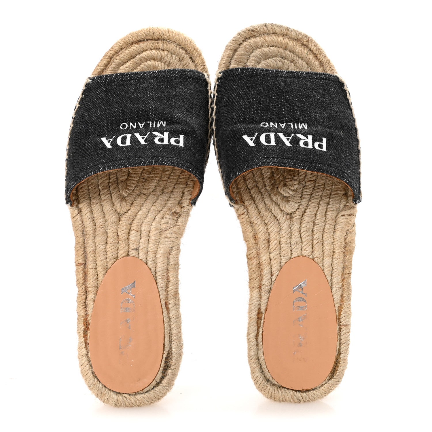 Prada Denim Logo Espadrilles Sandals 35 Blue 2 of 9