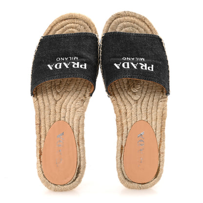 Prada Denim Logo Espadrilles Sandals 35 Blue 2 of 9