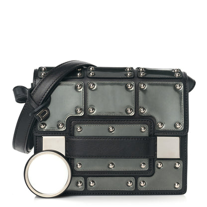 Delvaux Calfskin Mini Iron Shield Madame Crossbody Black Silver 1 of 9