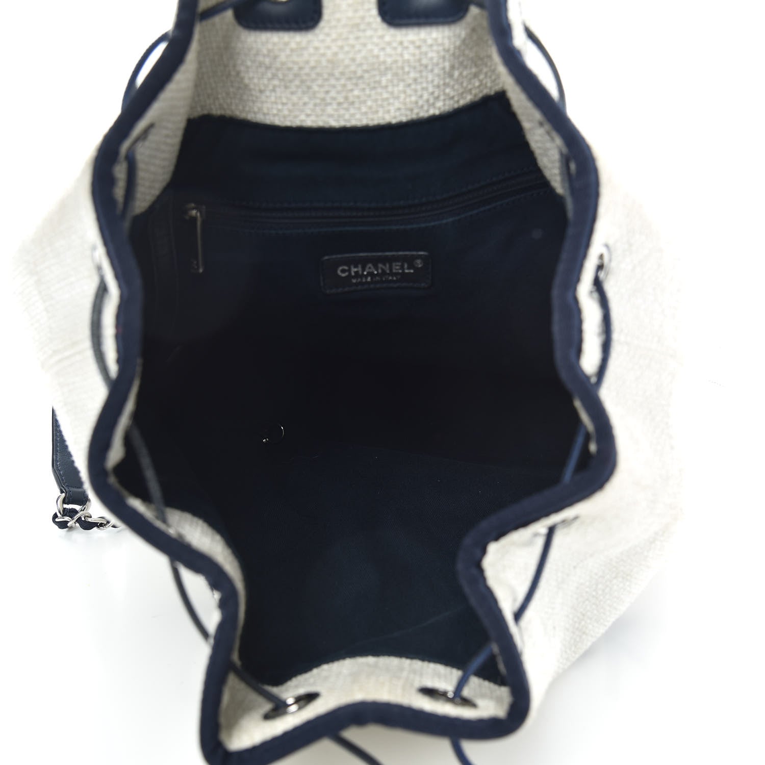 Chanel Woven Straw Raffia Large Deauville Backpack White Navy 4 of 11