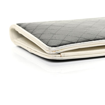 Chanel Calfskin Diamond Stitched Yen Wallet Dark Navy Blue 7 of 9