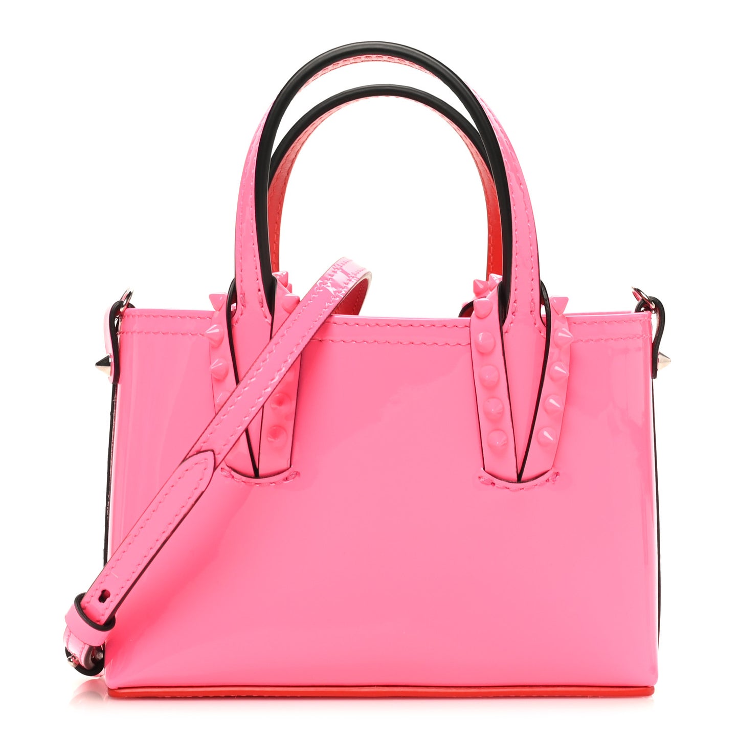 Patent Calfskin Spikes Mini East West Cabata Tote Poupidou