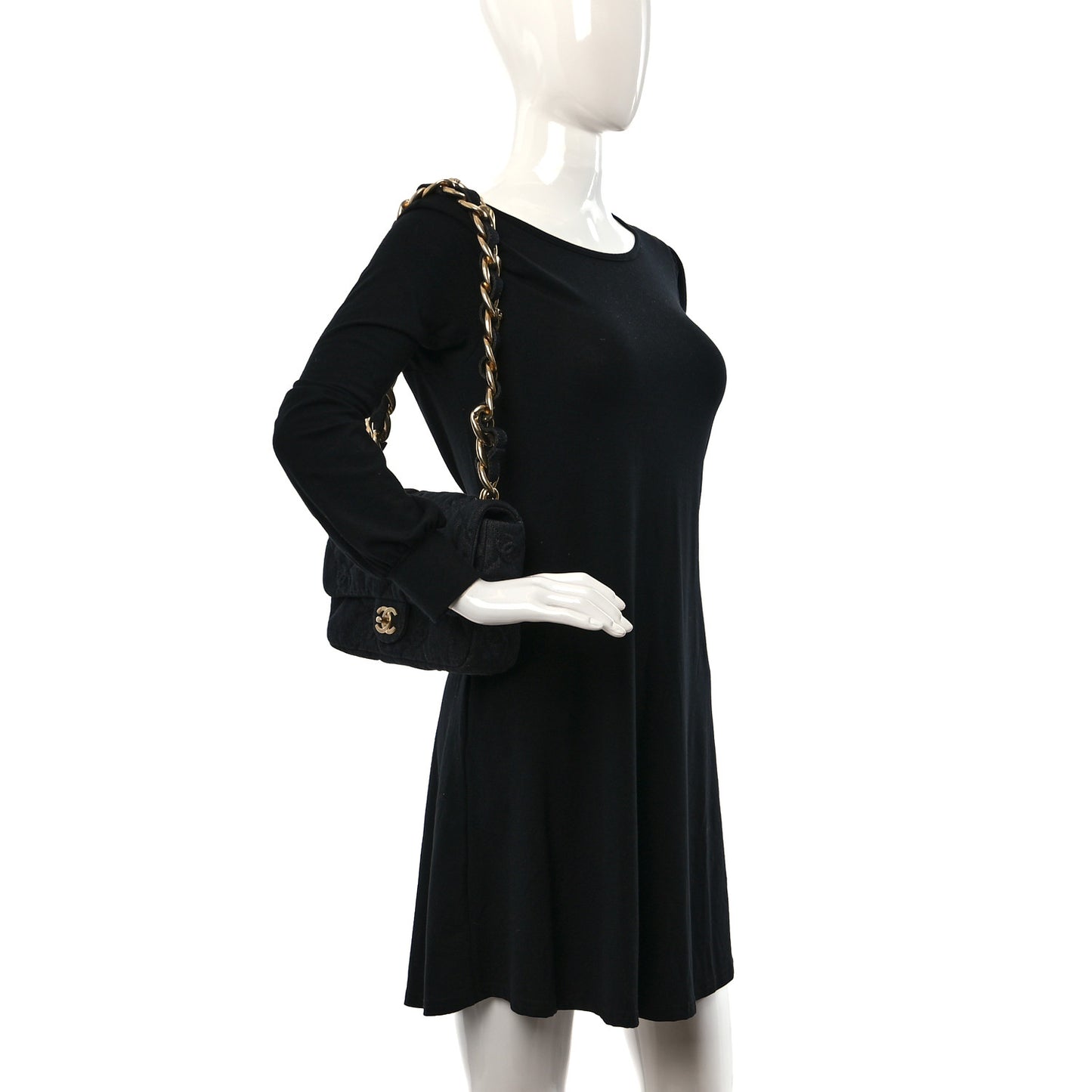 Denim Quilted Medium Funky Town Flap Black