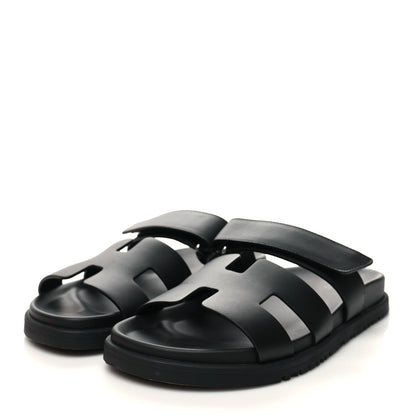Hermes Calfskin Womens Chypre Sandals 38 Black 3 of 9