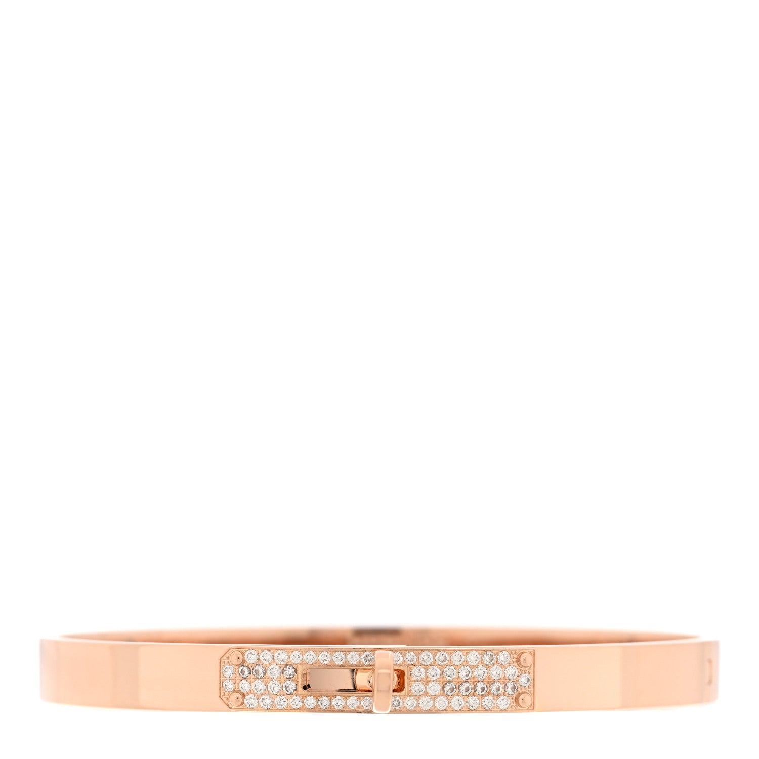 Hermes 18K Rose Gold Diamond PM Kelly Pave Bracelet SH 1 of 4