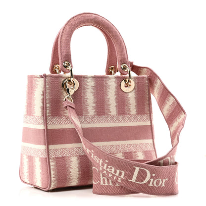 Christian Dior Canvas Medium D-Stripes Lady D-Lite Pink 3 of 9