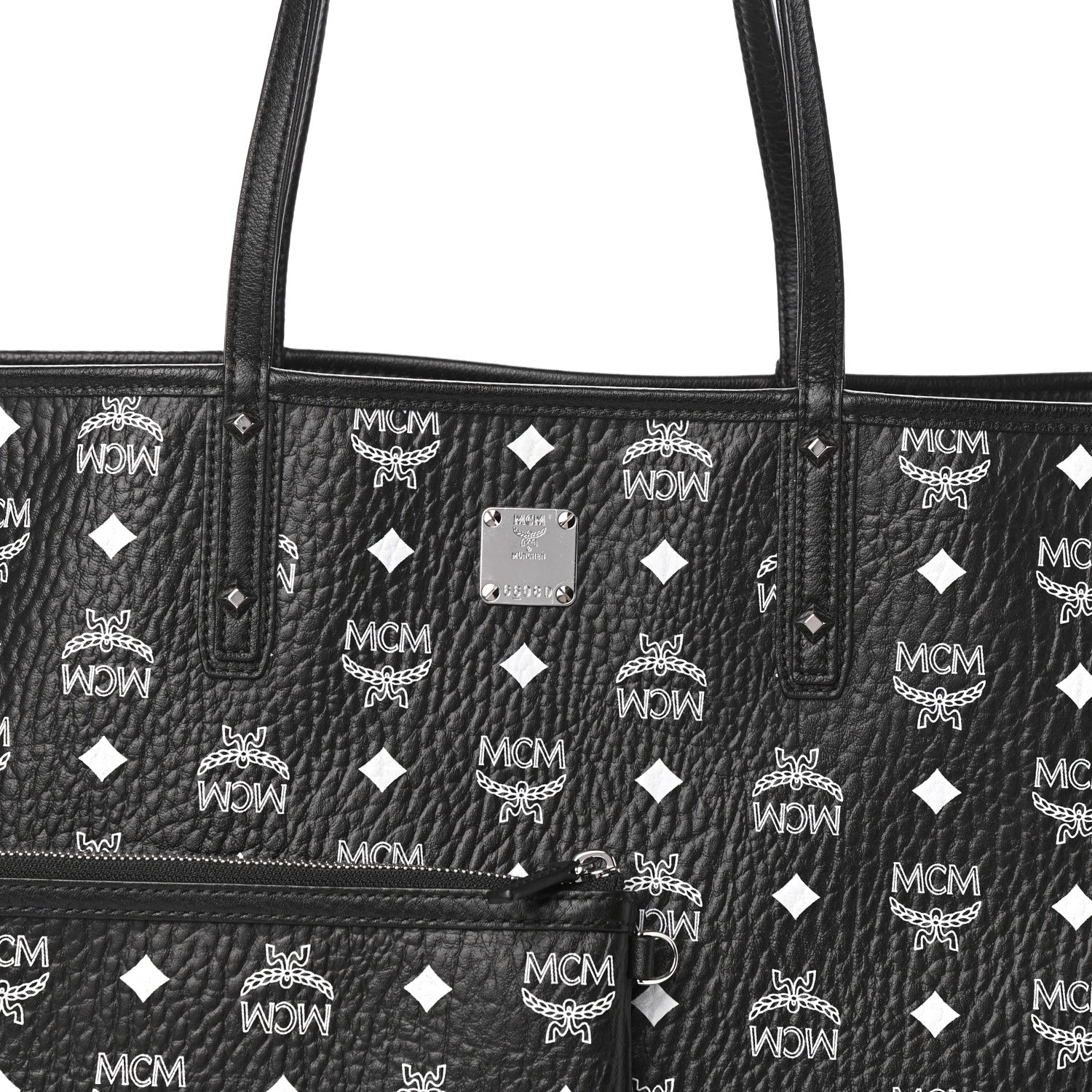 MCM Visetos Medium Project Reversible Shopper Tote Black 10 of 14