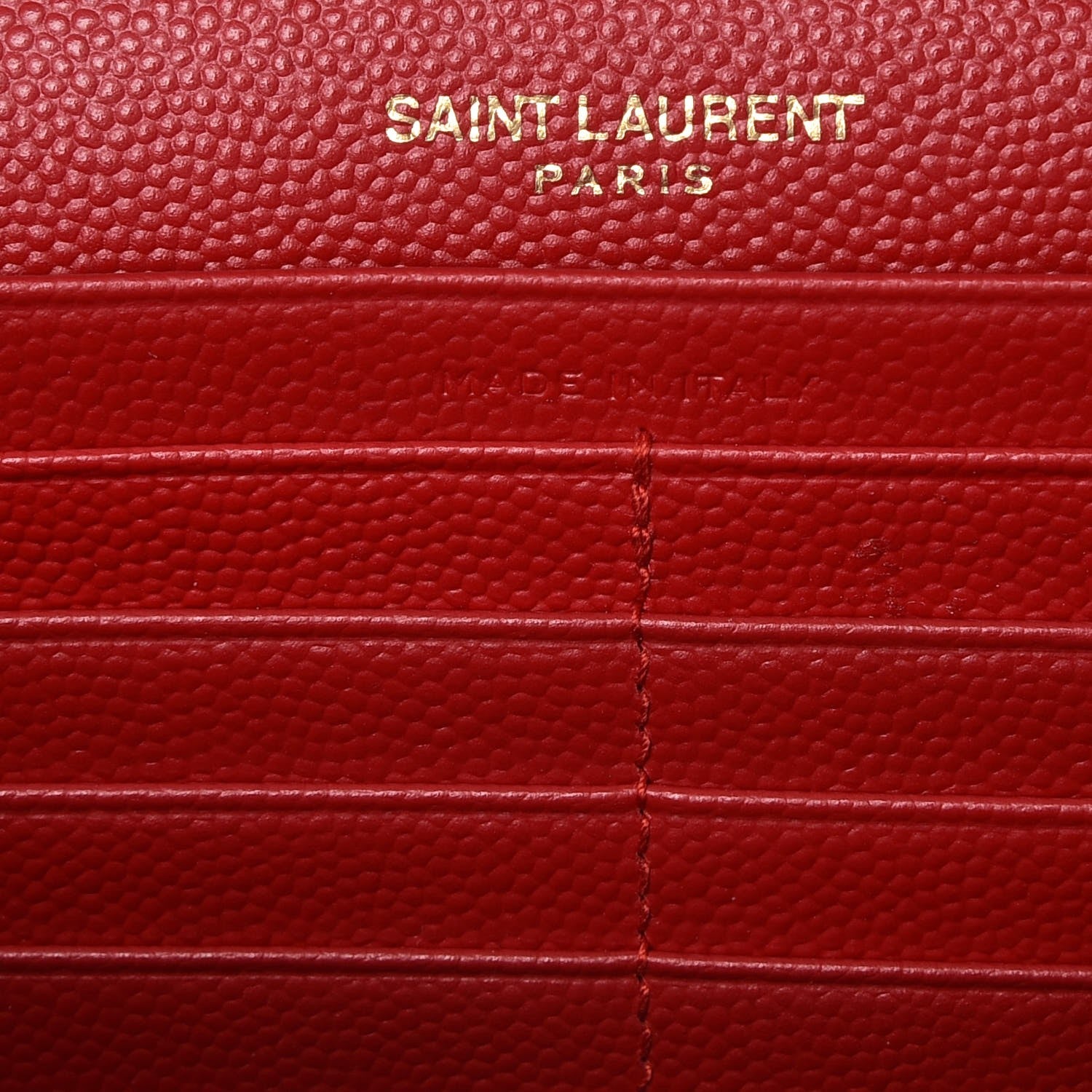 Saint Laurent Grain De Poudre Matelasse Chevron Monogram Chain Wallet New Red 7 of 8