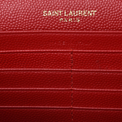Saint Laurent Grain De Poudre Matelasse Chevron Monogram Chain Wallet New Red 7 of 8