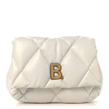 Balenciaga Nappa Calfskin Quilted Touch B Puffy Clutch White 1 of 8