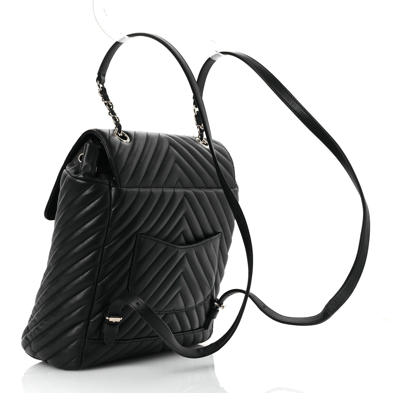 Chanel Calfskin Chevron Quilted Large Urban Spirit Backpack Black 3 of 11