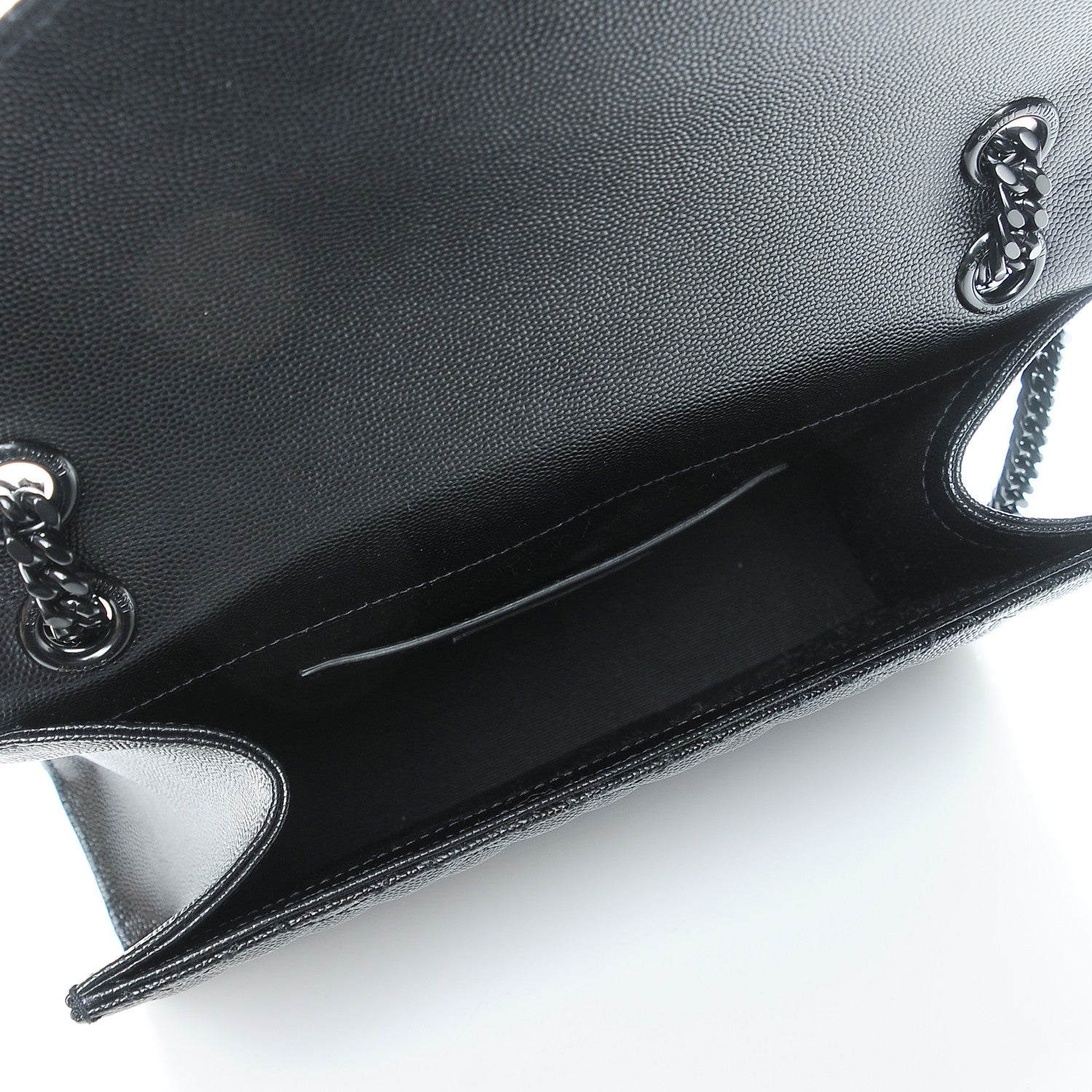 Saint Laurent Grain De Poudre Textured Mixed Matelasse Triquilt Medium Monogram Satchel Black 5 of 6