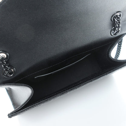 Saint Laurent Grain De Poudre Textured Mixed Matelasse Triquilt Medium Monogram Satchel Black 5 of 6