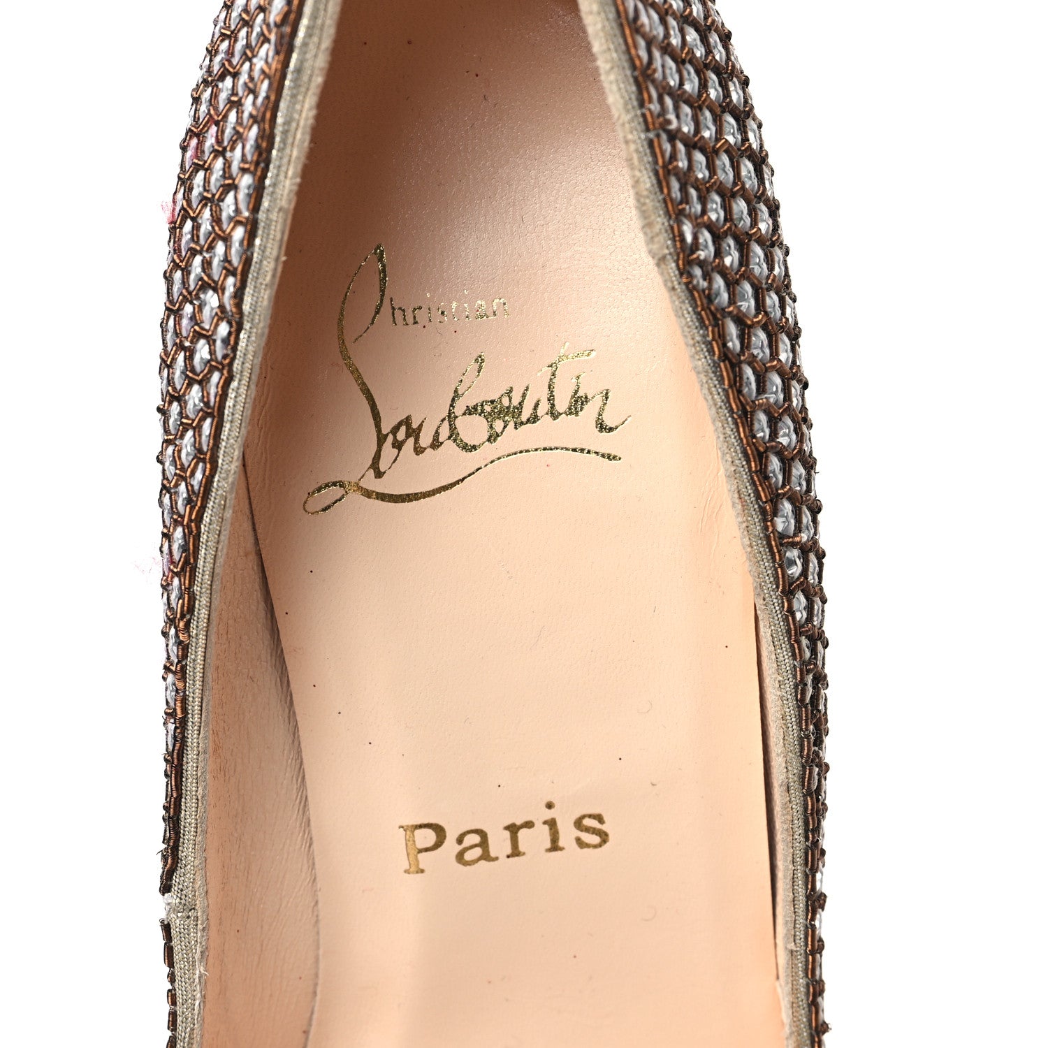 Christian Louboutin Sequin Embellished Peep Toe 110 Pumps 39 Silver 7 of 10